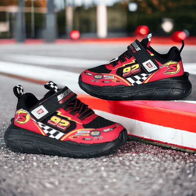 Skechers Boys Skech Tracks Black and Red Trainers - Black and Red