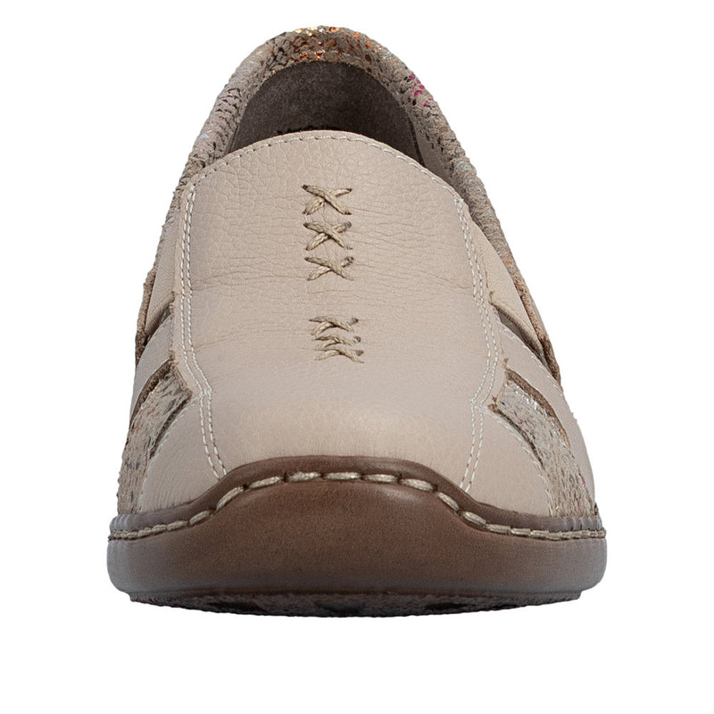 Womens Rieker 41385 Beige Heeled Sandal - Beige Gold