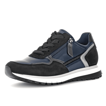 Womens Gabor 76.378 Hollywell Navy Black Mix Side Zip Wedge Trainers - Navy
