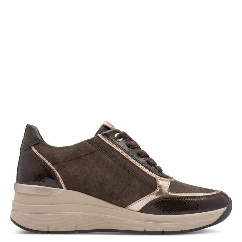 Womens Jana 23789 Cafe Side Zip Trainers - Cafe