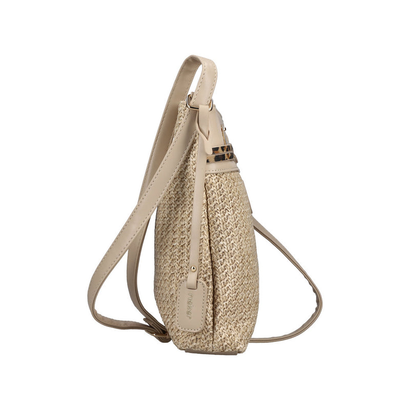 Womens Rieker H1519 Beige Combi Shoulder Bag - Beige Combi