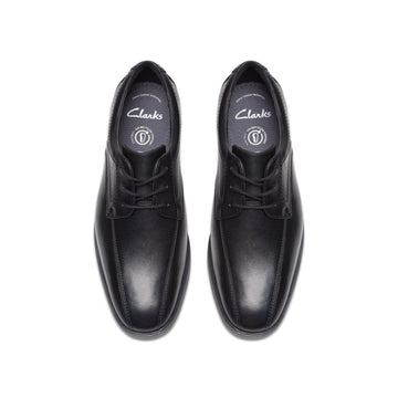 Boys Clarks Jonwin Loop Youth Black School Shoes - Black