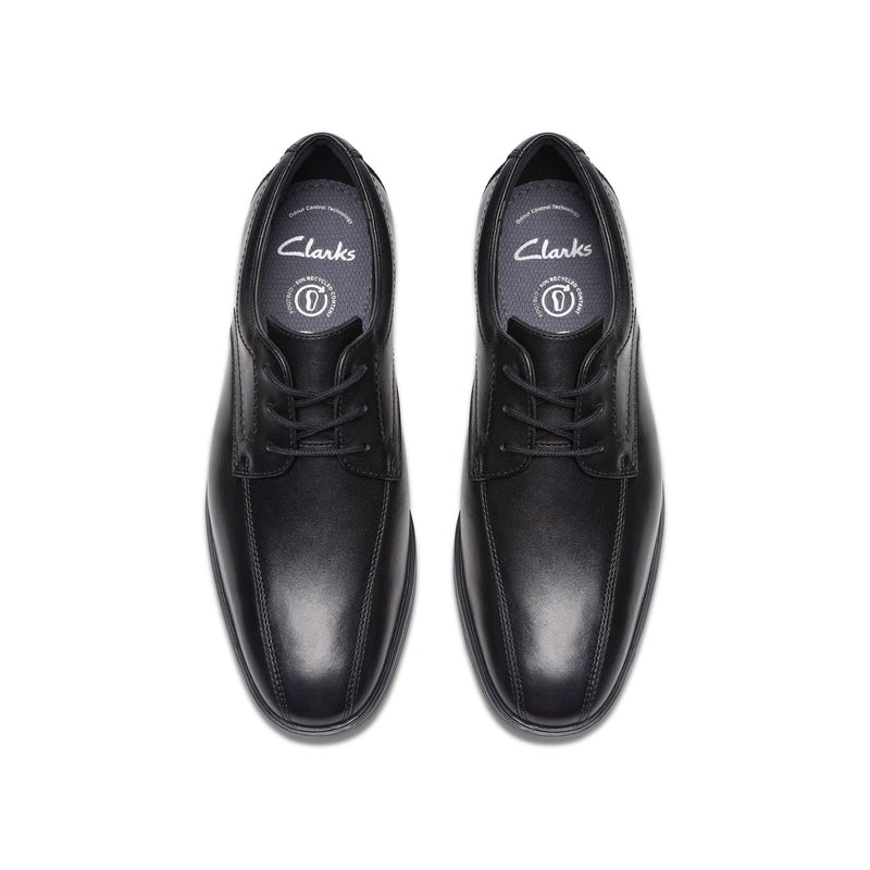 Boys Clarks Jonwin Loop Youth Black School Shoes - Black