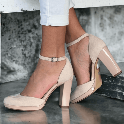 Womens Tamaris 22460 Platform Block Heels - Nude Pink
