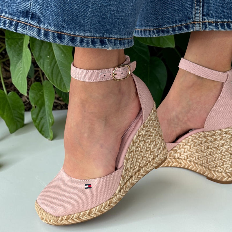 Womens Tommy Hilfiger Foggy Pink Canvas High Wedge Espadrilles - Foggy Pink