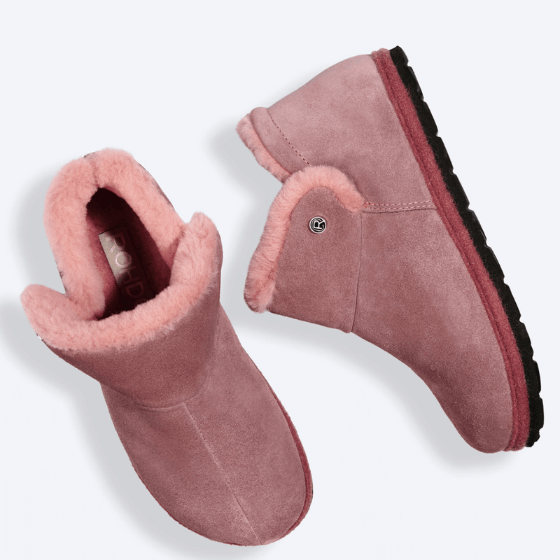 Womens Rohde Huggys Rose Pink Mini Boot Slippers - Rose