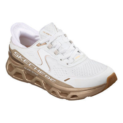 Womens Skechers 150514 Glide-Step Altus - Starlight Shine White / Gold Slip-Ins Trainers - White / Gold