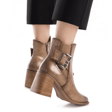 Womens Xti 144315 Block Heeled Boots - Beige Gold