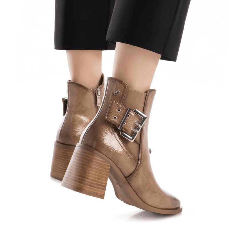 Womens Xti 144315 Block Heeled Boots - Beige Gold