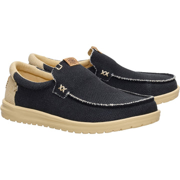 Mens Heydude Mikka Braided Black Boulder Tan Casual Slip-On Shoe - Black Boulder Tan