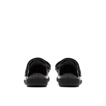 Girls Clarks Etch Pure Kid School Shoes - Black Patent