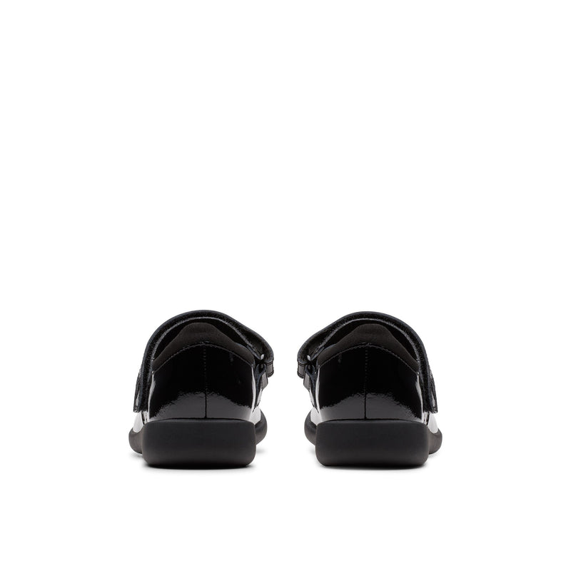 Girls Clarks Etch Pure Kid School Shoes - Black Patent