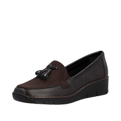 Womens Rieker 53771 Wedged Loafers - Mocha