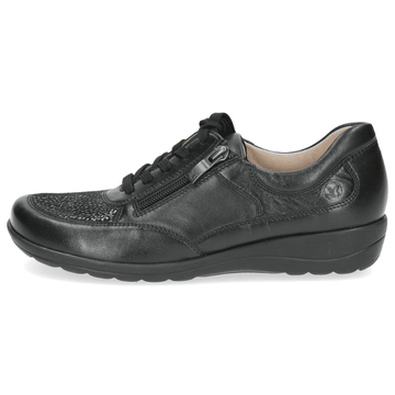 Womens Caprice 23766 Black Leopard Side Zip Wedge Shoes - Black