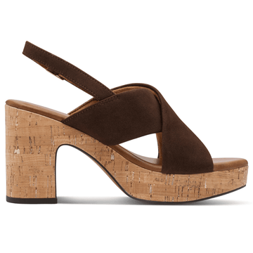 Womens Marco Tozzi 28366 Brown Cork Platform Block Heel Sandals - Mocca Brown
