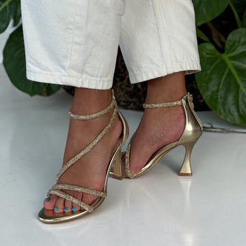 Womens Una Healy Centrefold Heeled Diamante Sandal - Bling
