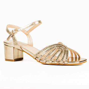 Womens Lunar Twinkle Gemstone Block Heel Sandals - Gold