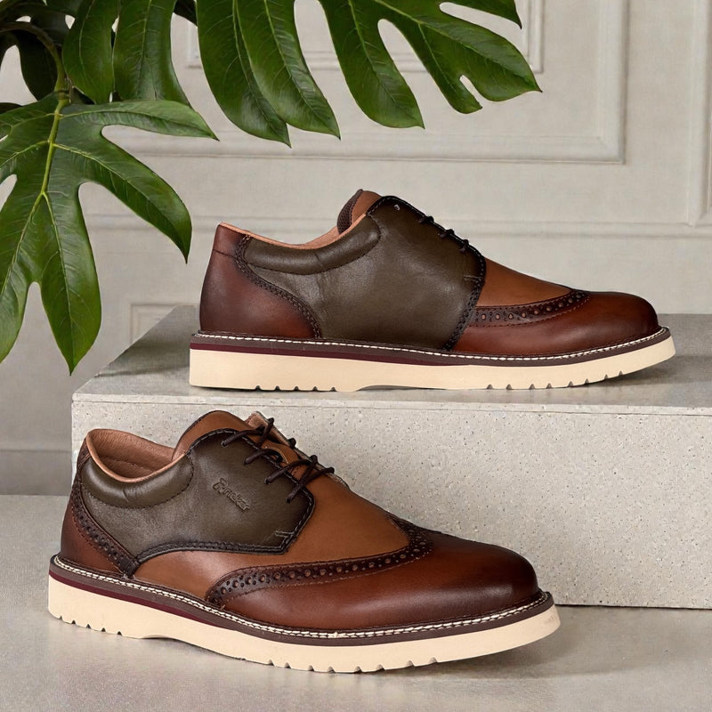 Mens Rieker 04504 Brown Combi Formal Lace-up Shoe - Brown Combi
