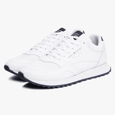 Mens Tommy Hilfiger Contrast Heel Court Trainers - White
