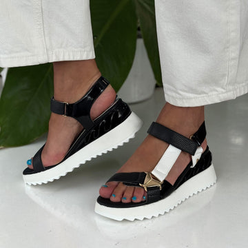 Womens Una Healy Before You Cruella Black Wedge Sandals - Cruella Black