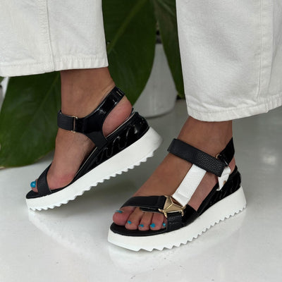 Womens Una Healy Before You Cruella Black Wedge Sandals - Cruella Black