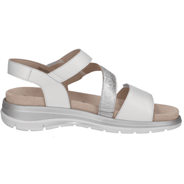 Womens Caprice 28716 White and Metallic Strappy Sandals - White