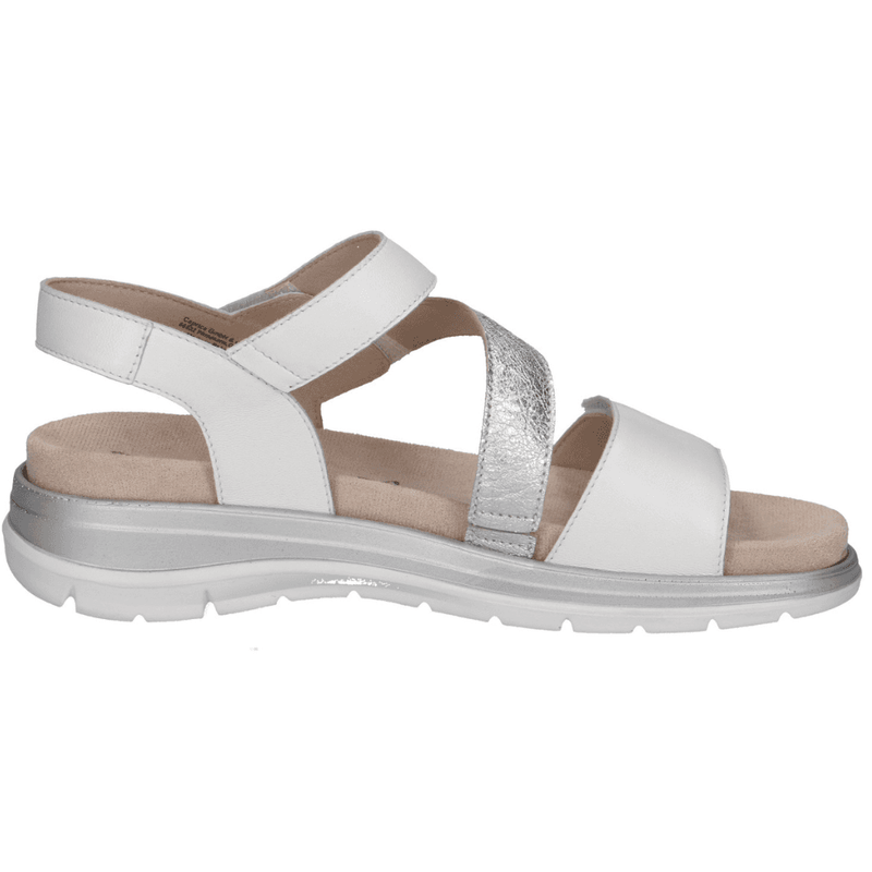 Womens Caprice 28716 White and Metallic Strappy Sandals - White