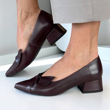 Womens Emis 8550 Burgundy Leather Court Shoes - Burgundy