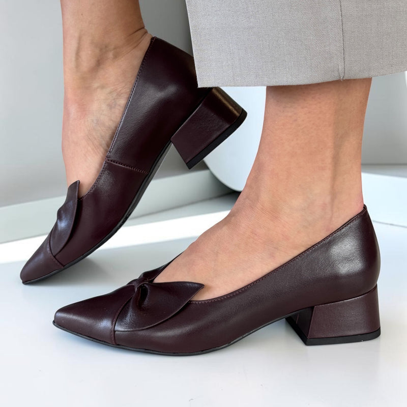 Womens Emis 8550 Burgundy Leather Court Shoes - Burgundy