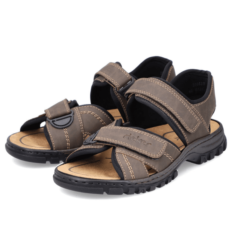 Rieker 25051 Mens Velcro Walking Sandals - Brown