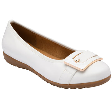 Womens Lotus ULS649 White Tandy Flat Pump - White