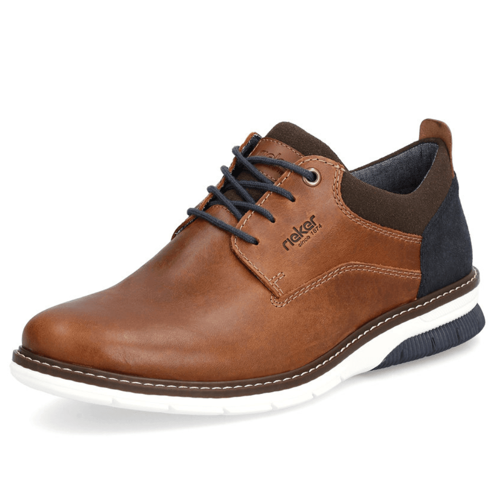 Mens Rieker 14405 Tan and Navy Laced Shoe