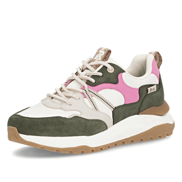 Womens Rieker W2501 Khaki and White Mix Sporty Trainers - White