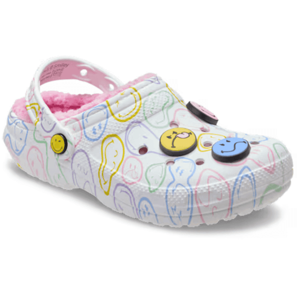 Womens Crocs SmileyWorld® Classic Fleece Lined Clogs - White