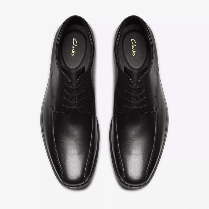 Boys Clarks Howard Over Leather Laced Up School Shoe - Black Leather