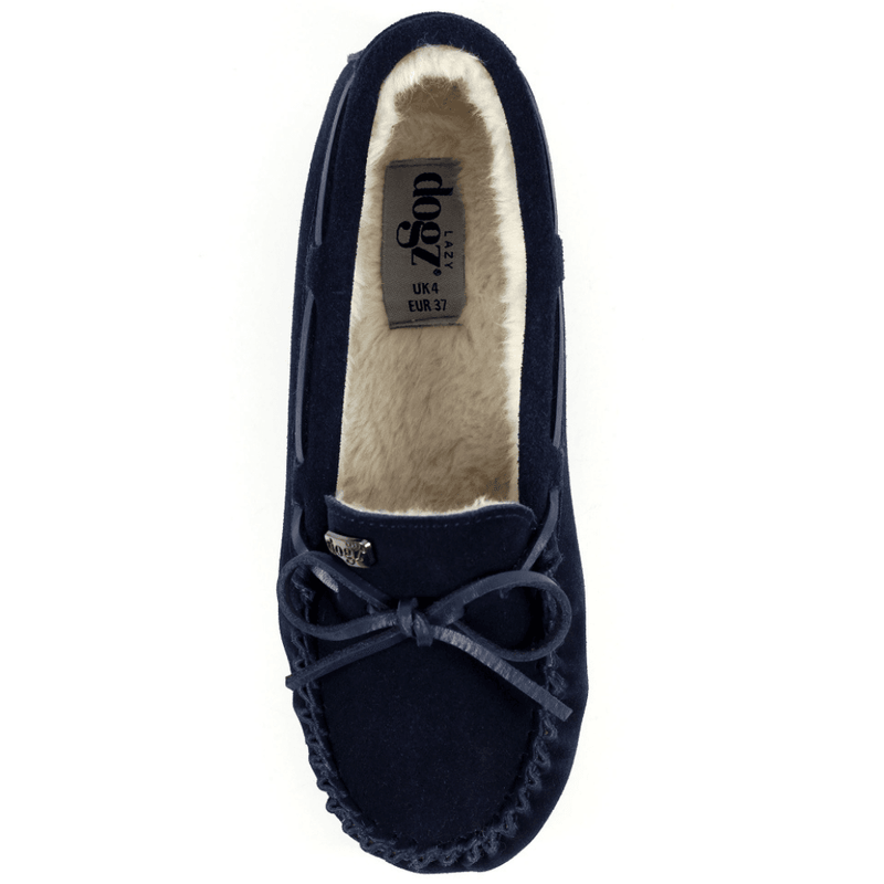Womens Lazy Dogz Portree Moccasin Slippers - Navy