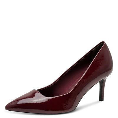 Womens Tamaris 22424 Merlot Patent Court Shoes - Merlot Patent