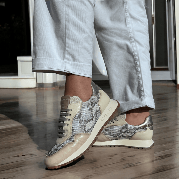 Womens Hispanitas 253812 Snake and Beige Trainers - Kansas