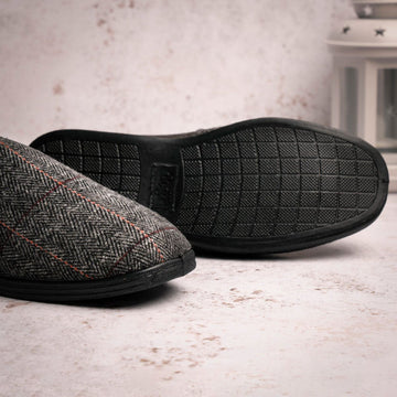 Mens Lazy Dogz Harrison II Tweed Slippers - Grey