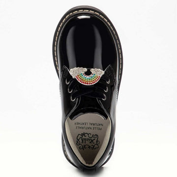 Junior Girls Lelli Kelly Leah Black Patent Lace Up School Shoes - Black Patent