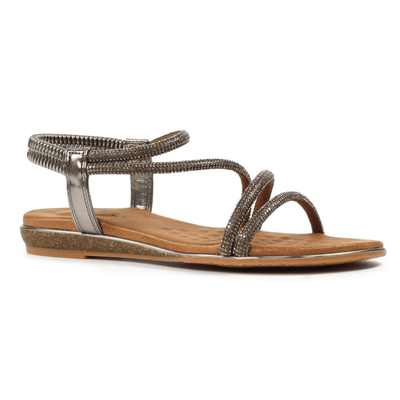 Womens Lunar Cortez Diamante Strappy Sandals - Pewter