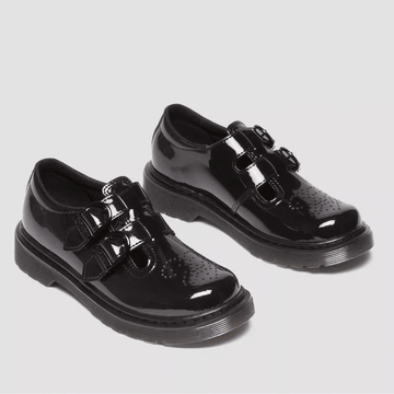 Infant Dr Martens 8065 Double Velcro Buckle - Black Patent