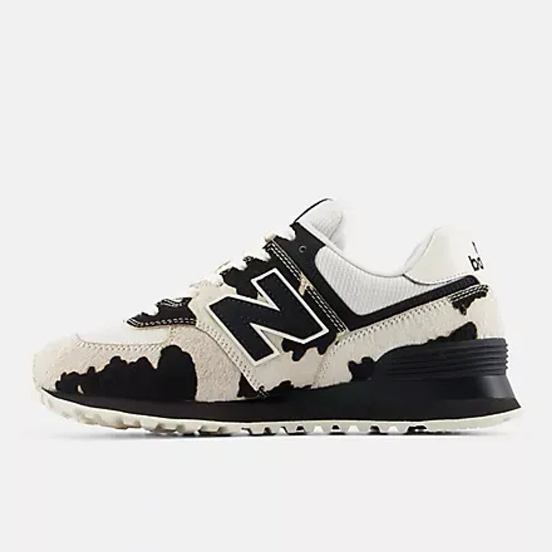 Womens New Balance W574 Black with Linen Trainers - Black with Linen
