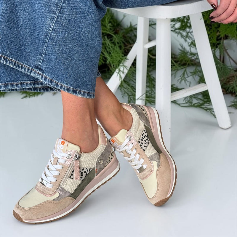 Womens Refresh 171502 Spot Side Zip Wedge Trainers - Beige Gold