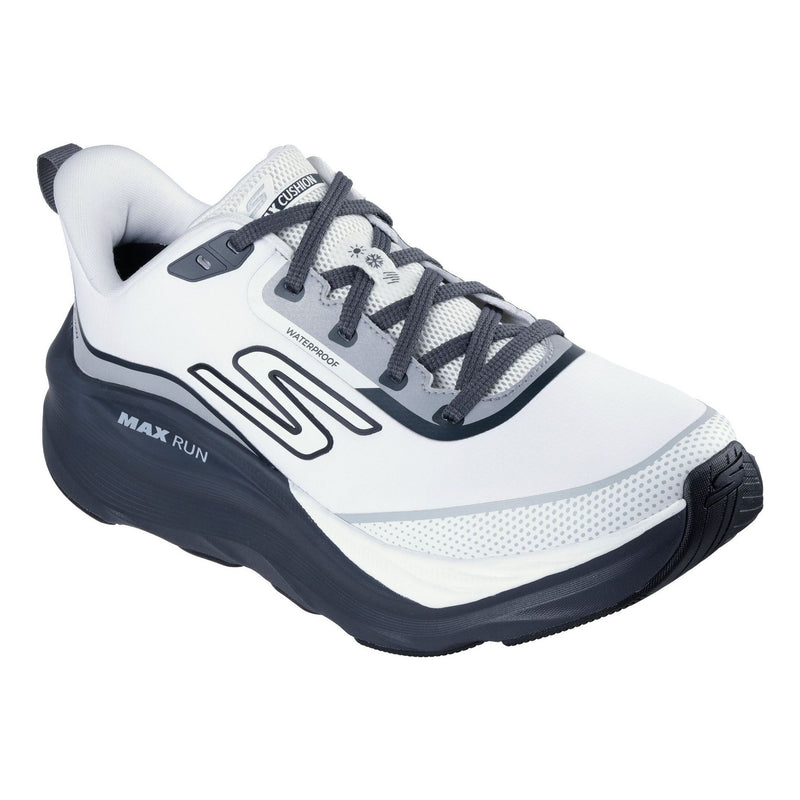 Mens Skechers Max Run - Vorteza Waterproof Trainers - White / Charcoal