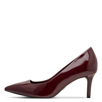 Womens Tamaris 22424 Merlot Patent Court Shoes - Merlot Patent