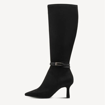Womens Tamaris 25516 Black Faux Suede Knee High Boots - Black