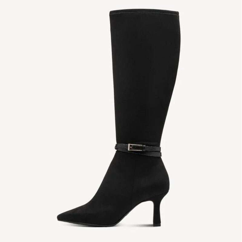 Womens Tamaris 25516 Black Faux Suede Knee High Boots - Black
