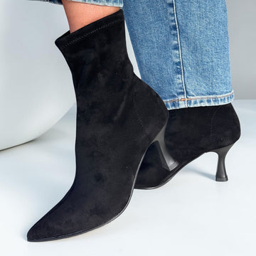 Womens Miss Elastic 78042 Faux Stretch Ankle Boot - Negro