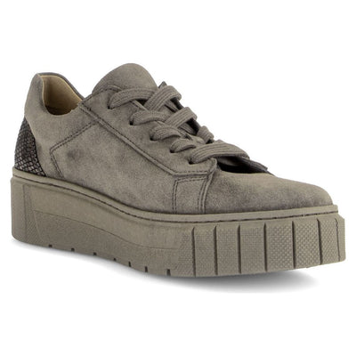 Womens Gabor 6017 Taupe Suede Platform Trainers - Taupe